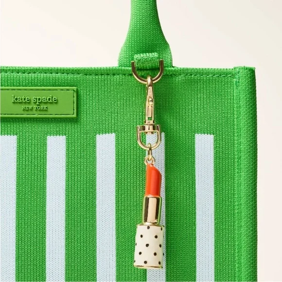 Kate Spade x Target Red and Gold Lipstick Keychain/Bag charm NWOT - Picture 3 of 8